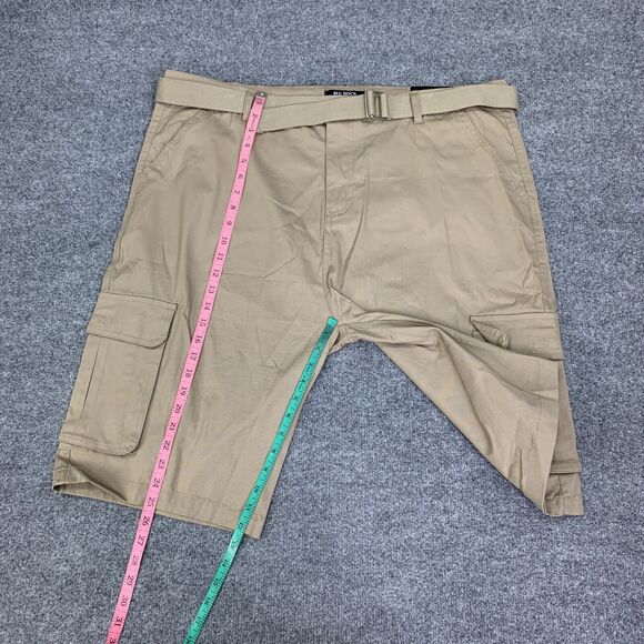 Blu Rock Shorts Mens 42 Khaki Cotton Blend 4 Way Stretch Cargo Pockets Belted - Picture 8 of 13